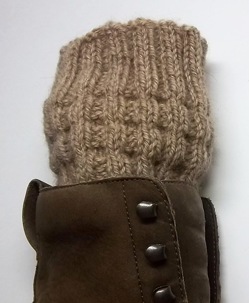 Woven Rib Boot Cuff knitting pattern from Snowshoe Farm Alpacas