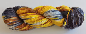 Worsted weight yarn from Snowshoe Farm Alpacas - gray & gold